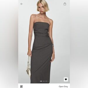 Mango Strapless Charcoal Dress